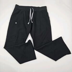 Figs Black Kade scrub pants with Gray Drawstring